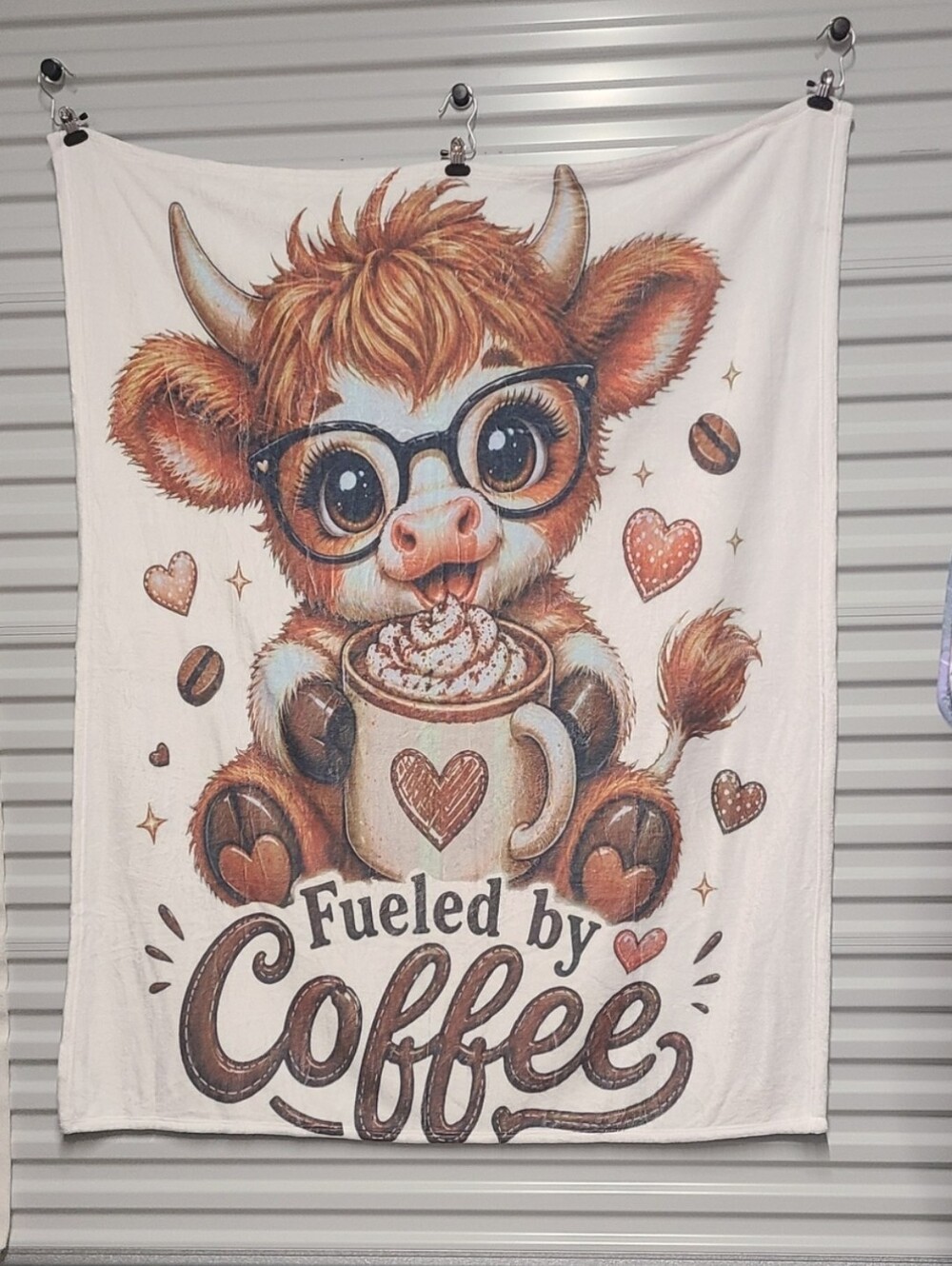50x 60 Highland Cow Fueled By Coffee Throw
